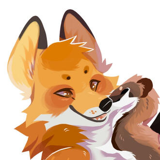 by fosbat on twt Cropped icon of a red fox.